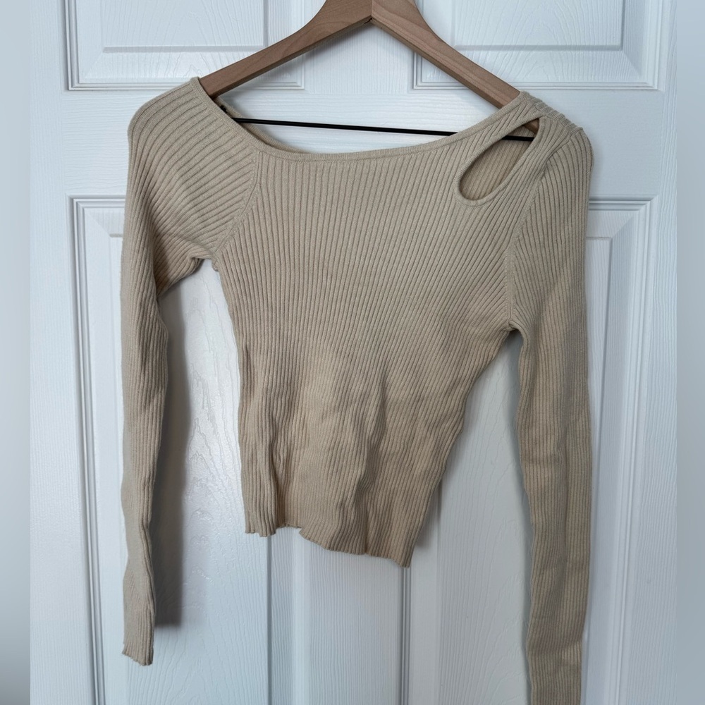 Noisy‎ May Long Sleeve asymmetric ribbed blouse size L NWT